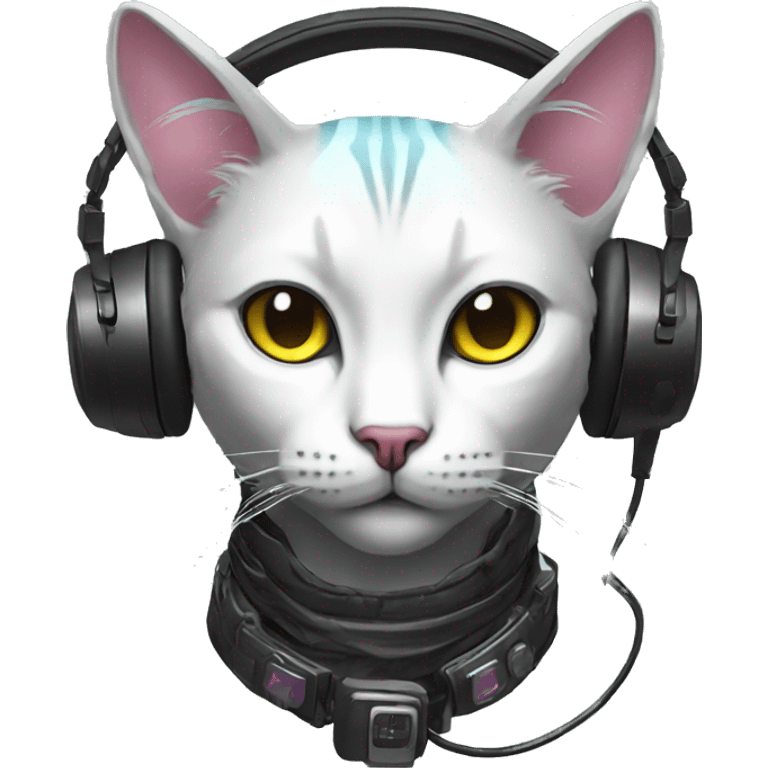 cyberpunk cat wearing headphone emoji