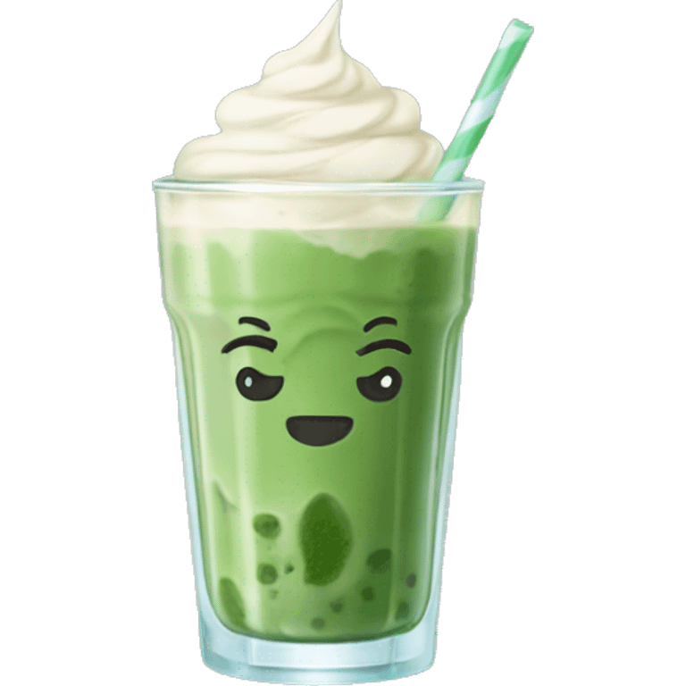 iced matcha latte in a glass emoji