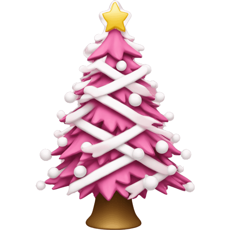 Pink Christmas tree with white ornaments emoji