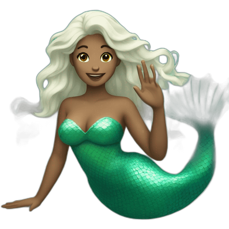 mermaid waves her hand emoji