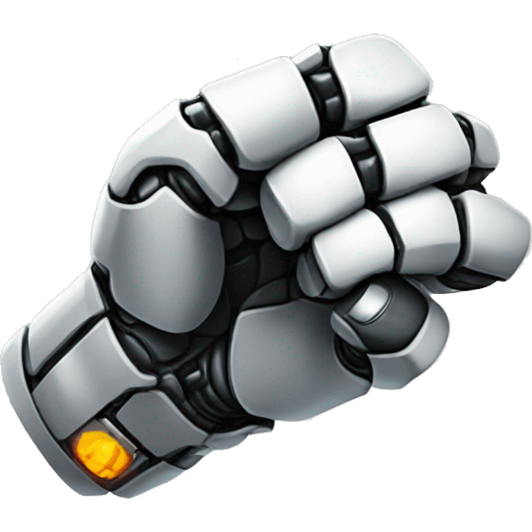 A robot fist fighting a human emoji