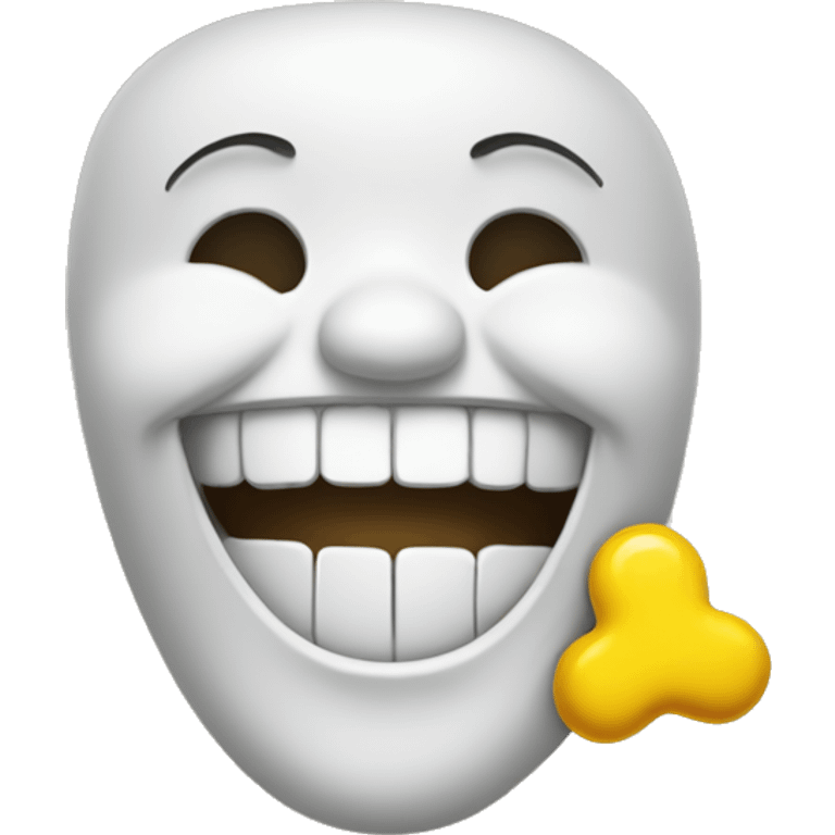 Emoji smiling with a yellow bone in its mouth emoji