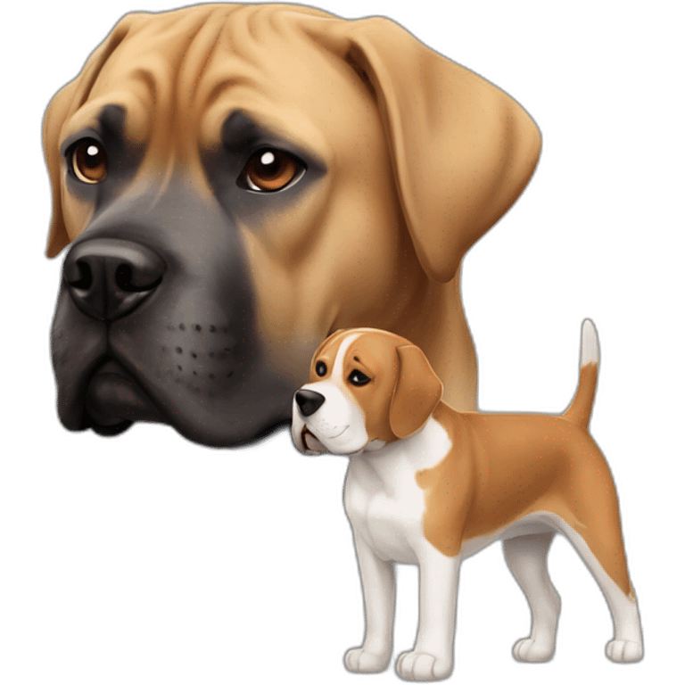 a black cane Corso with a Beagle  emoji