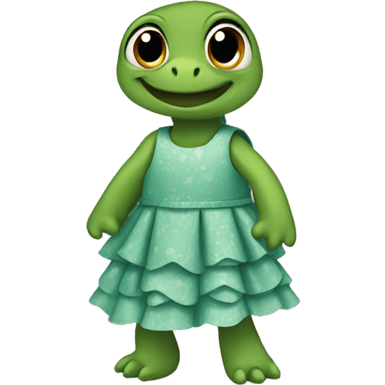 A turtle wearing a dress emoji