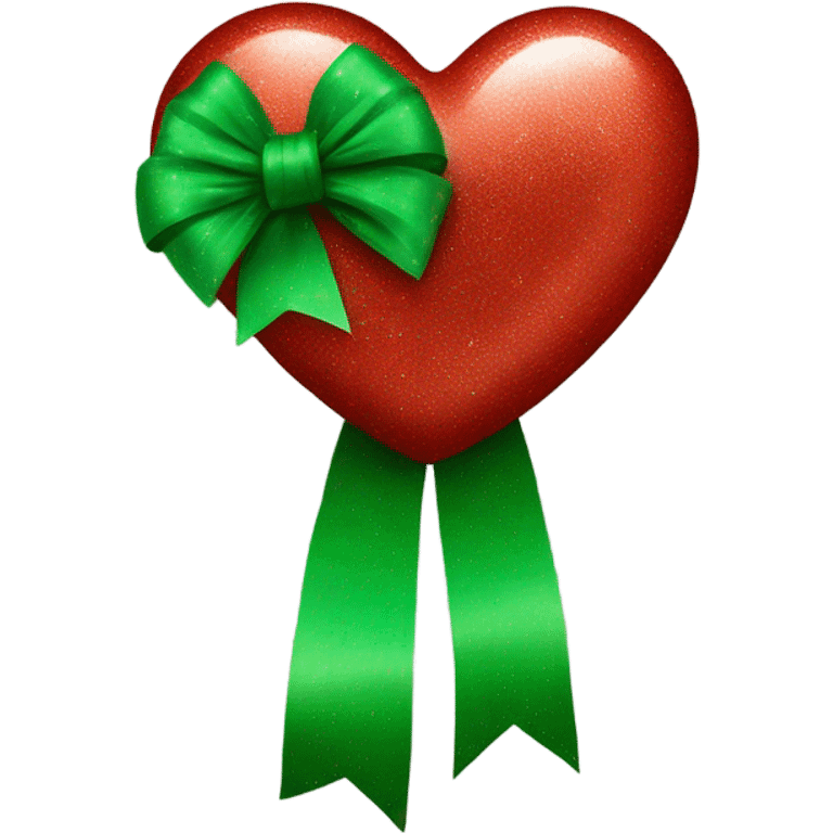 Sparkly red heart with green bow emoji