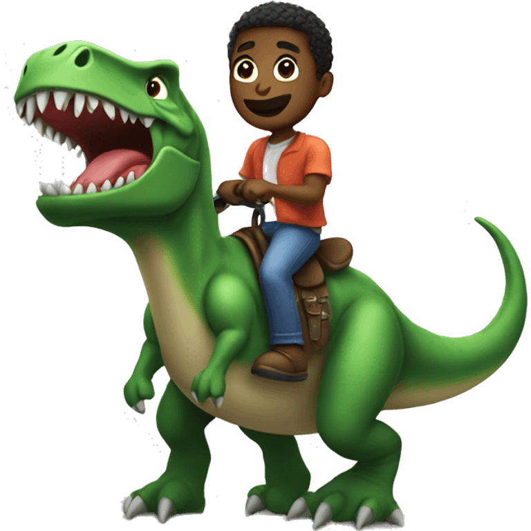 Black guy riding a dino emoji