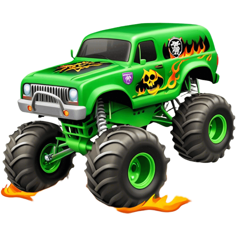 Grave Digger - Monster Jam (Model Year: 2022) (Iconic colour: Green with flames) emoji