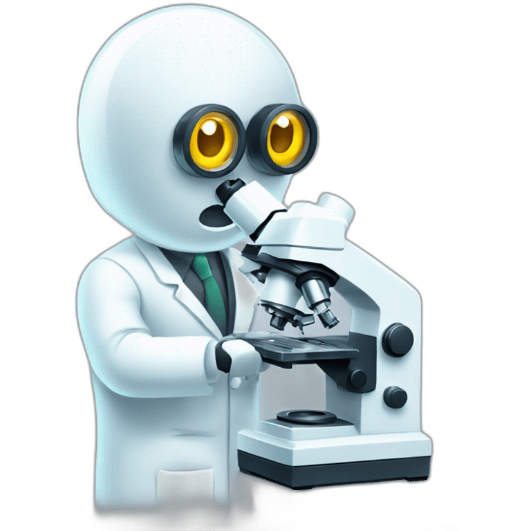  bot in white coat looking through microscope emoji