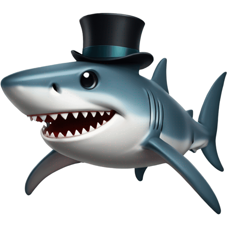 Shark with a top hat emoji