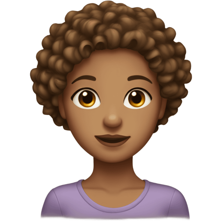 Girl with brown curly hair, light tanned skin and brown eyes with long lashes emoji