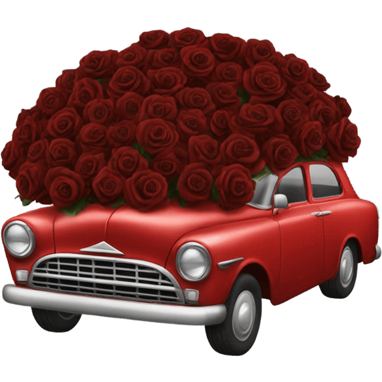 red car in the trunk many roses blsck emoji