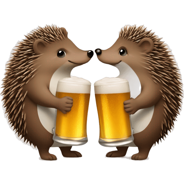 two cute hedgehogs in love drinking beer and love each other  emoji