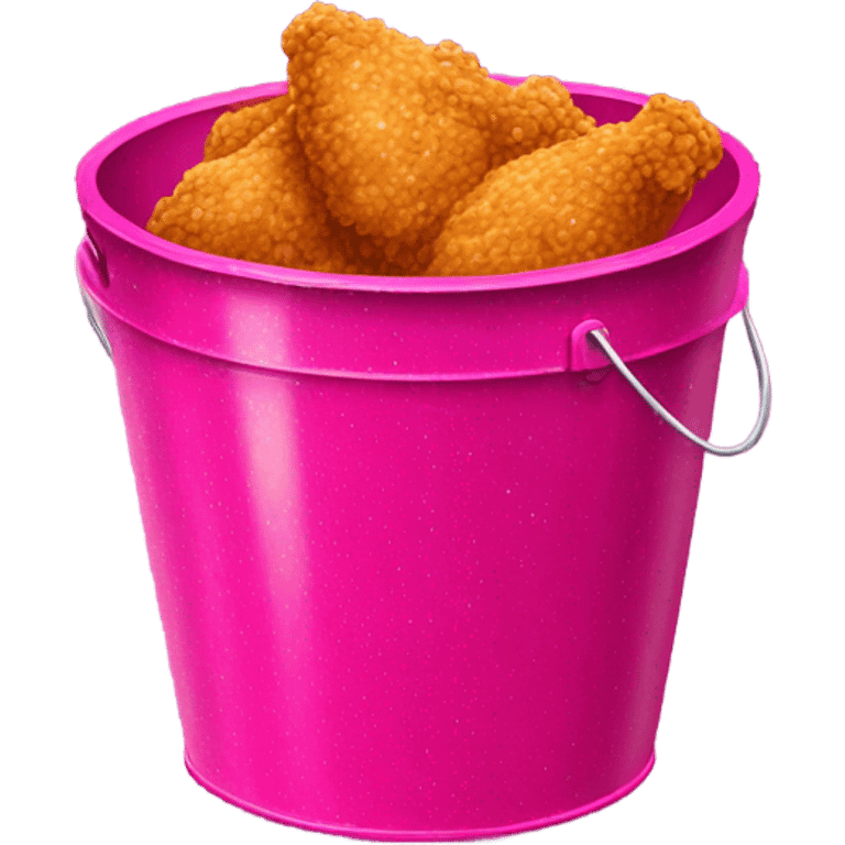 Hot pink glittery bucket of fried  chicken  emoji