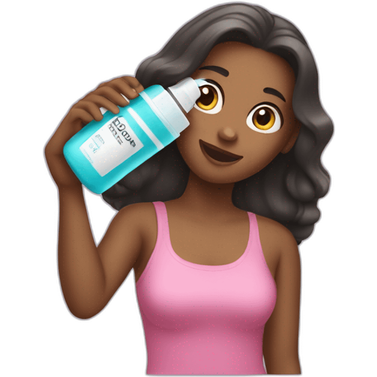 girl with shampoo bottle in her hands emoji