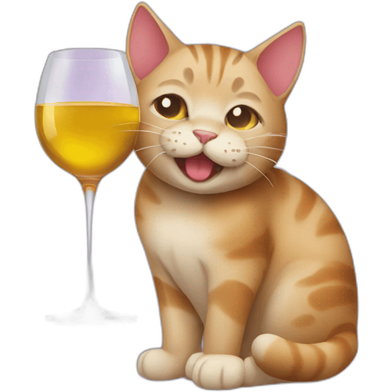 Cat drinks wine emoji