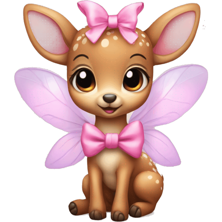 baby deer with fairy wings and a pink bow around its neck  emoji