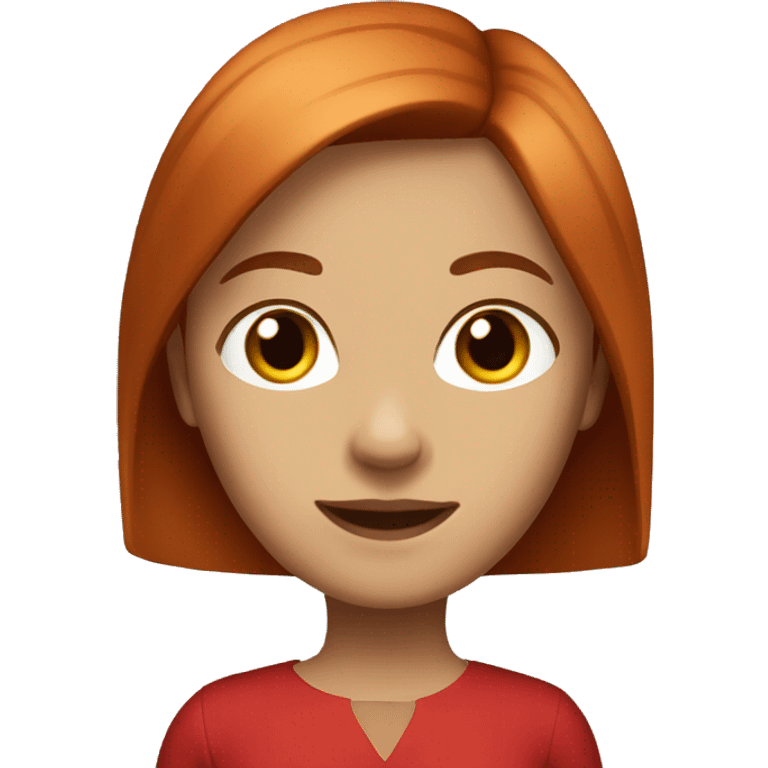 A red-haired girl with medium-length straight hair, brown eyes in a red dress emoji