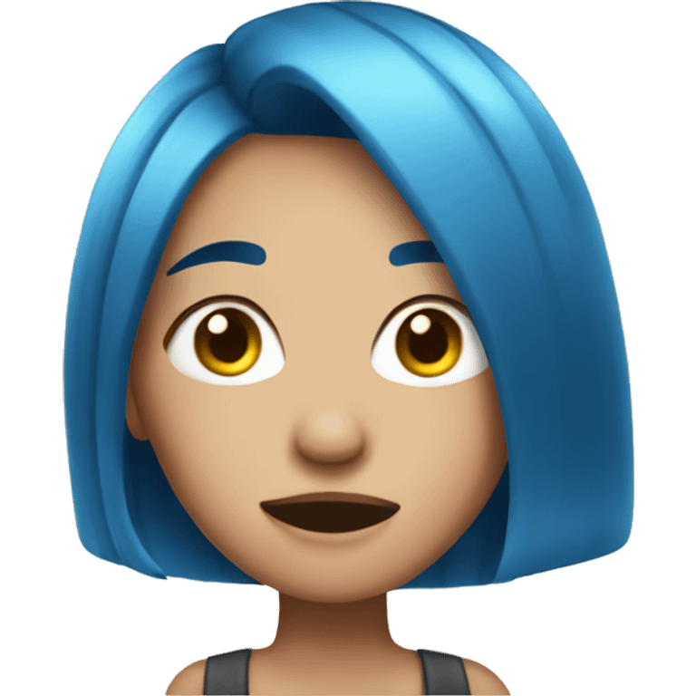 Sarcastic blue hair girl emoji