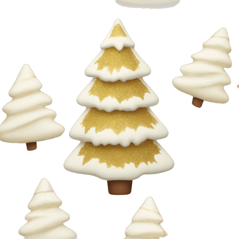 vanilla  Christmas tree with white and gold decorations emoji