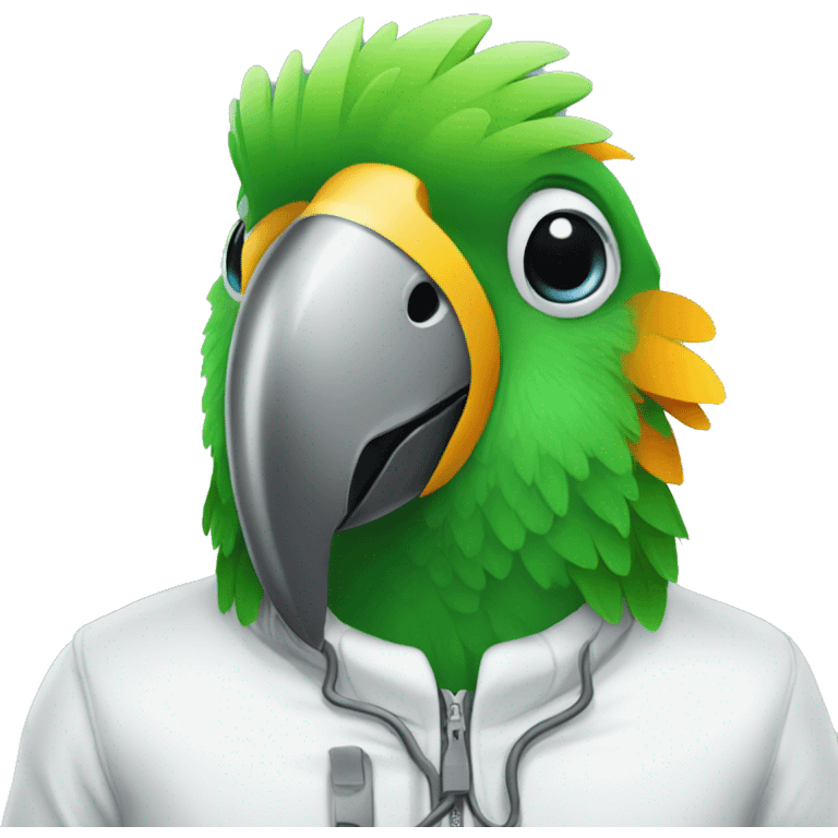 Parrot wearing a Clean room suit emoji