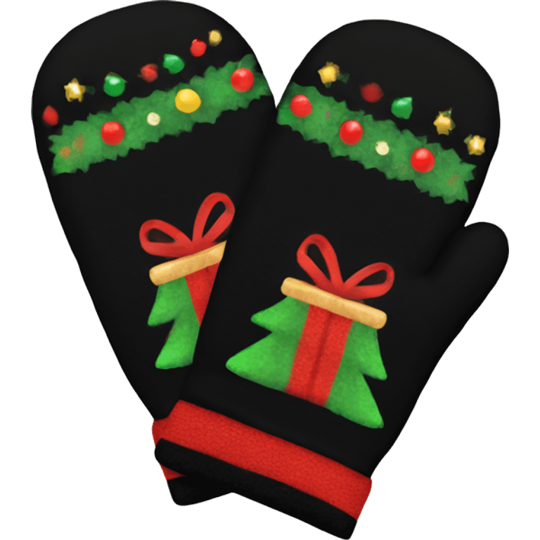 black color Christmas mittens  emoji