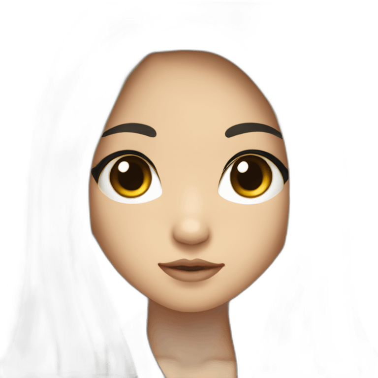 wasian girl with long black hair and eyeliner from head to chest emoji