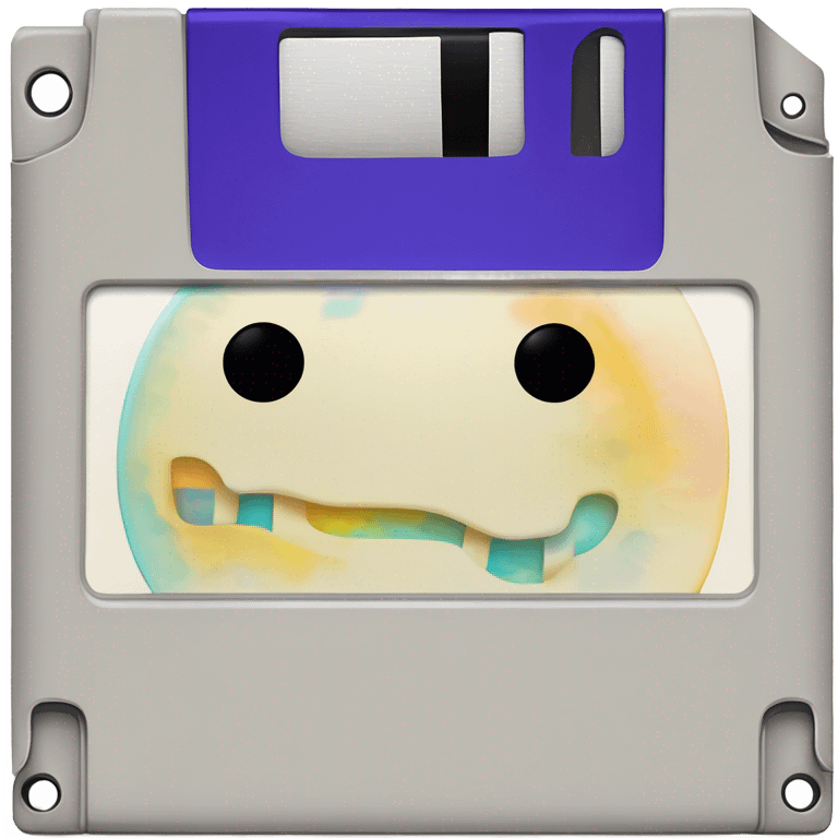 cute Floppy Disk with a Smiley Face – A brightly colored floppy disk scribbled with "Memories." emoji