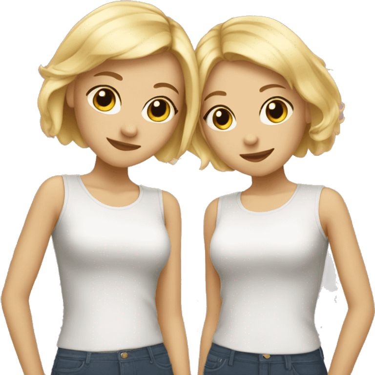 Two blonde girls with short hair, best friends emoji