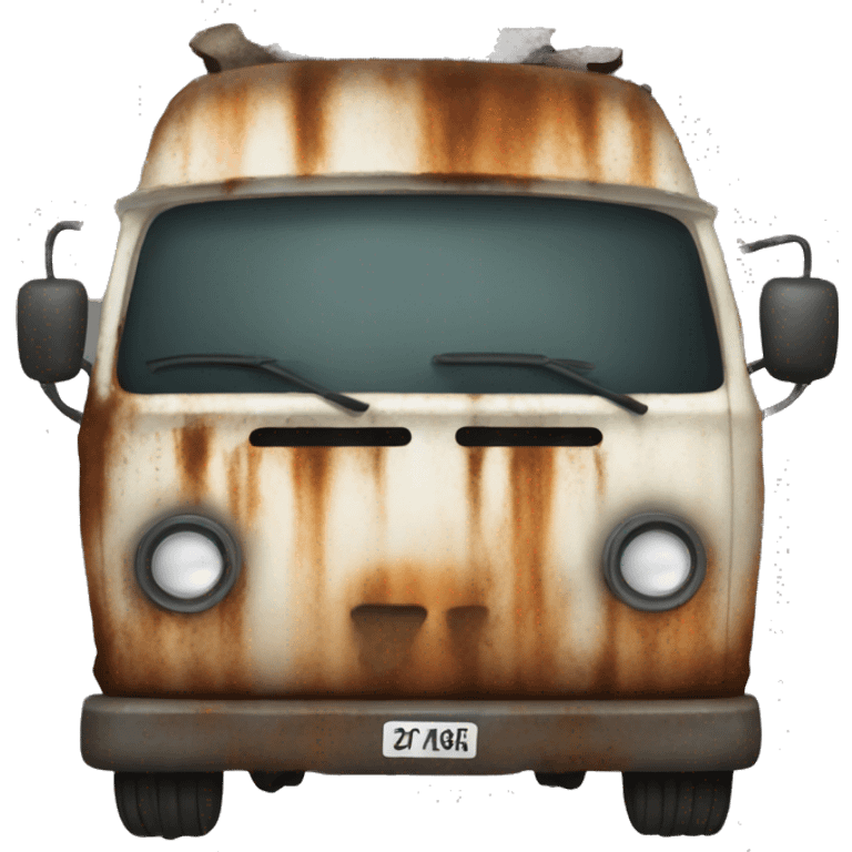 Stinky rusted down van with stinky streaks emoji