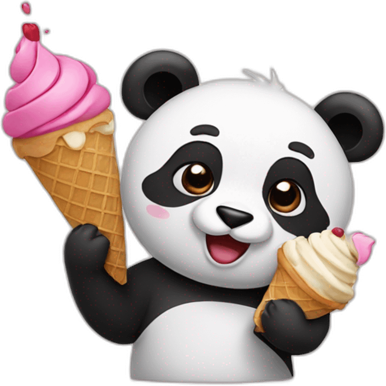 Panda eating ice cream emoji