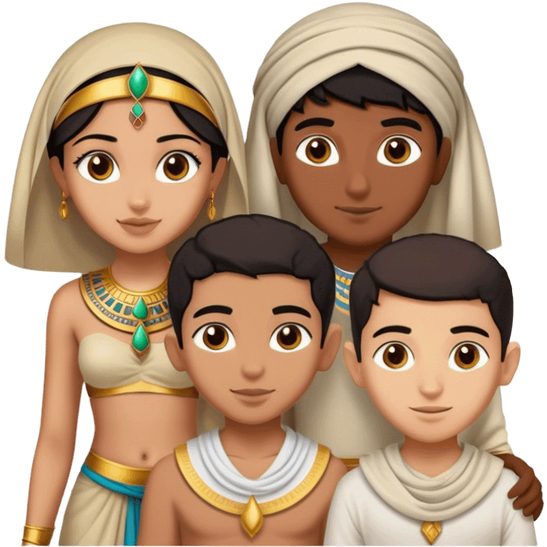 4 bestfriends, 1 south adian girl, 1 Egyptian boy, persian girl 1 moroccan boy 1 black boy emoji