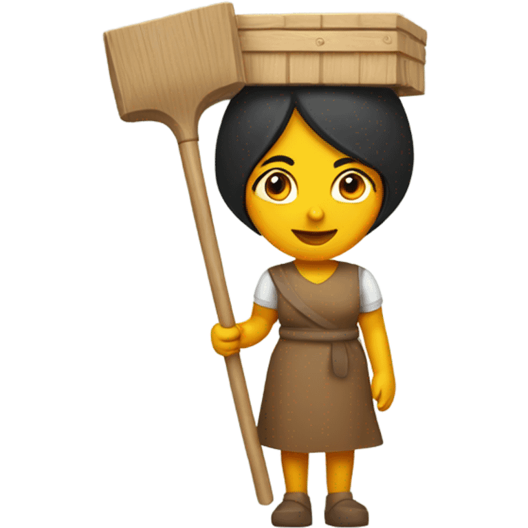 Indian woman wearing a wooden mop bucket on her head emoji