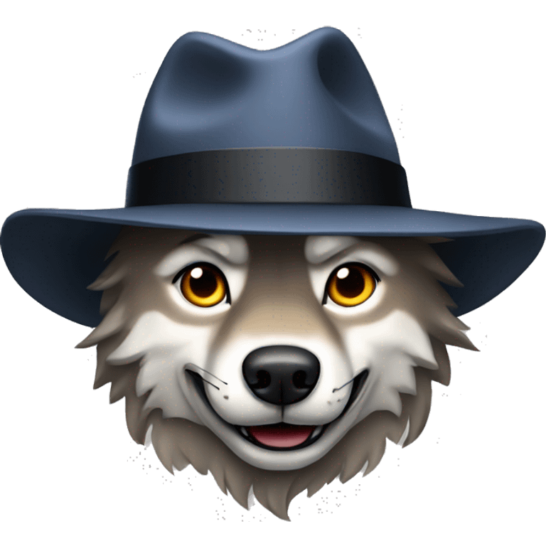 wolf with fedora emoji