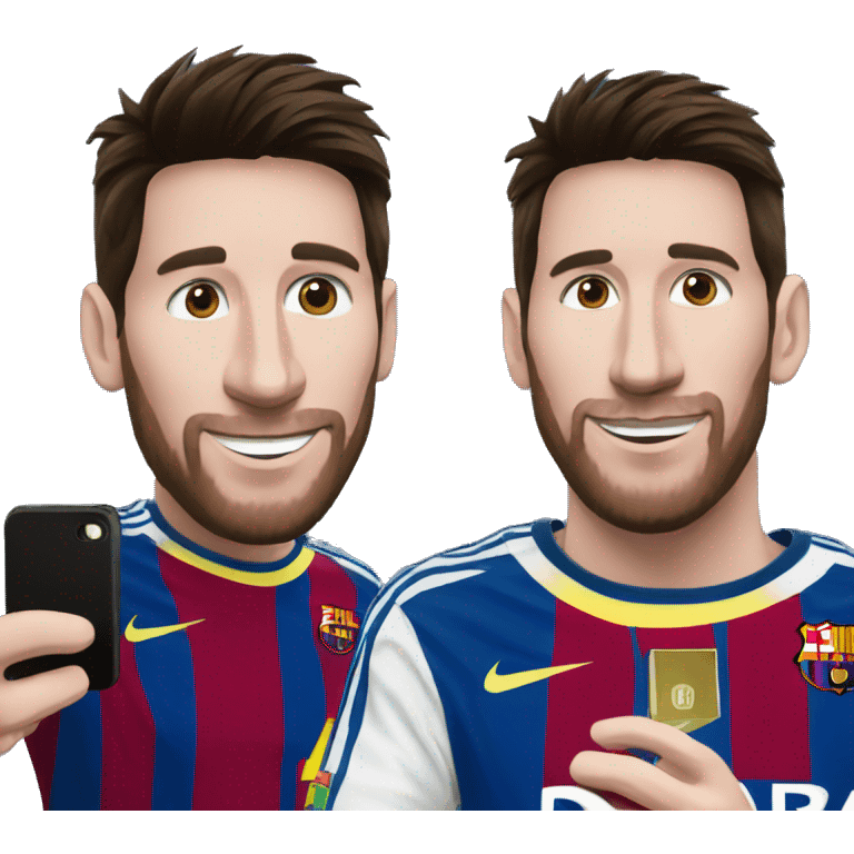 Messi taking a selfie with an iPhone emoji