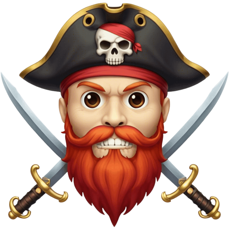 Pirate skull red beard 2 crossed swords emoji