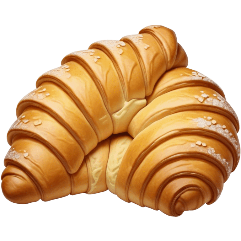 Cinematic Realistic Croissant Pastry Emoji, depicted as a flaky, buttery crescent with a golden, crisp exterior rendered with exquisite detail and warm, inviting lighting. emoji