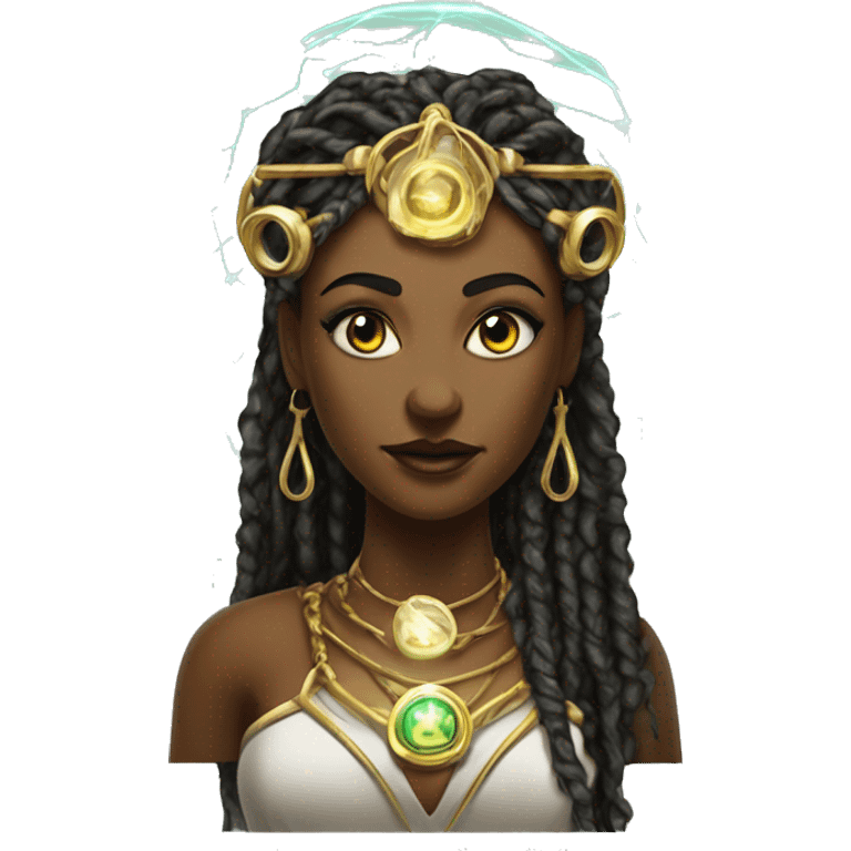 Technomancy Goddess is a mystical being who controls both magic and technology. She can cast spells on technological networks. Her powers blend the ancient art of magic with advanced cybernetics and technology. She can command machines emoji