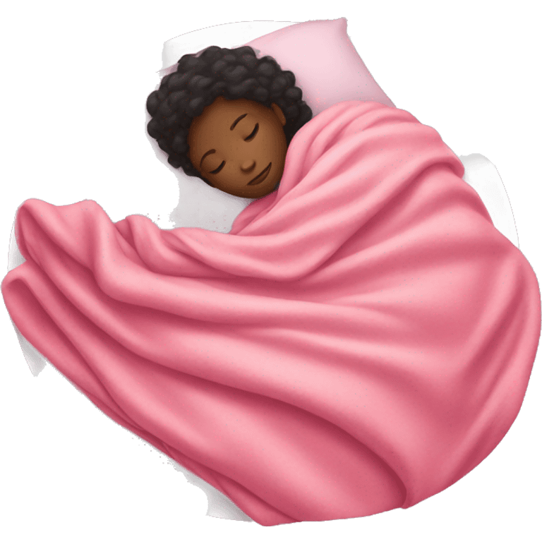 black girl sleeping with pink blanket emoji