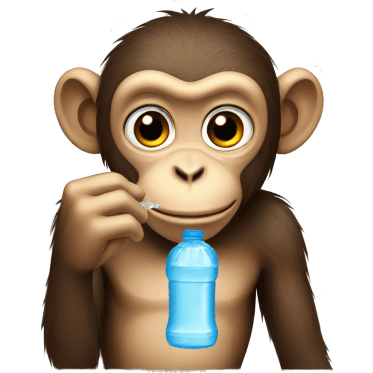 Monkey drinking a bottle of water  emoji