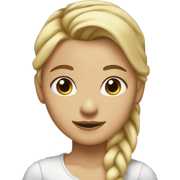 blonde girl with brown eyes and a ponytail emoji