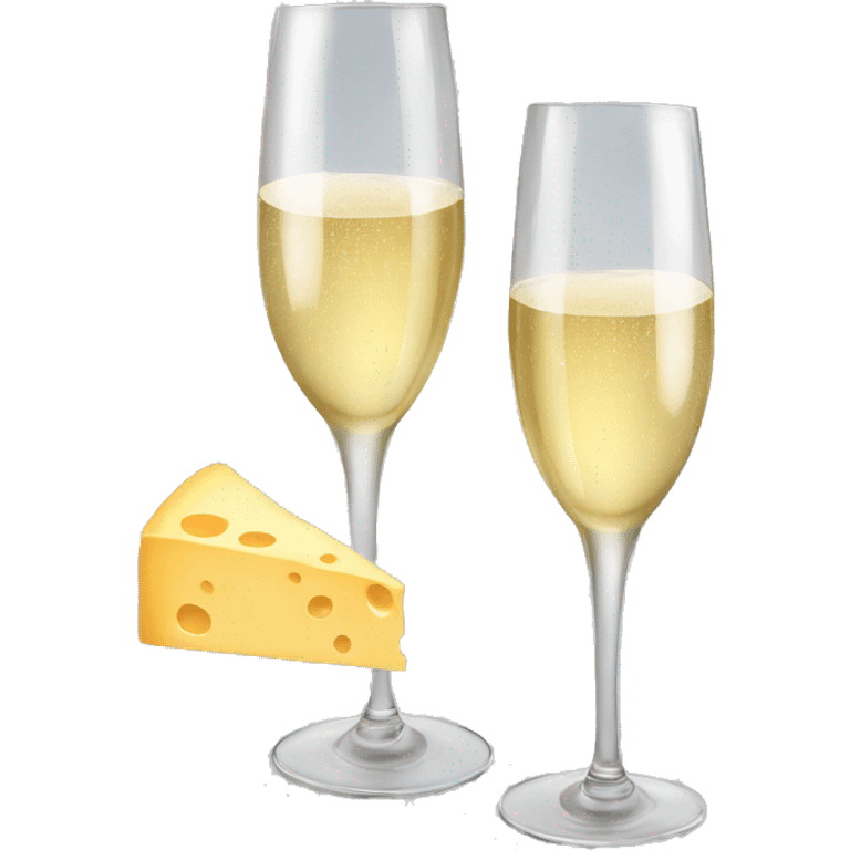 Two champagne glasses and cheese  emoji