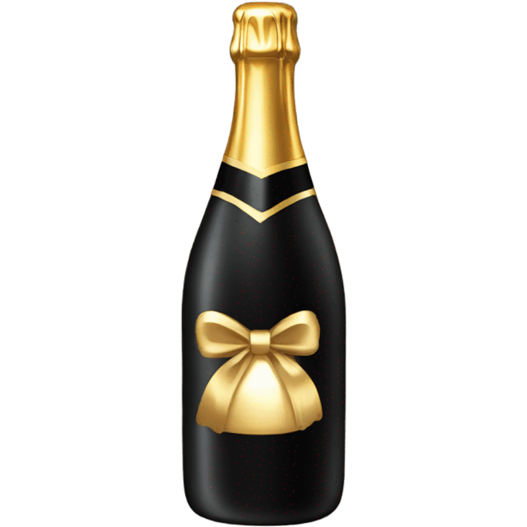 black champagne bottle with gold bow emoji