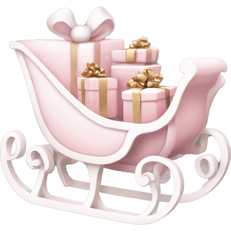 pale pink and white christma sleigh with gifts emoji