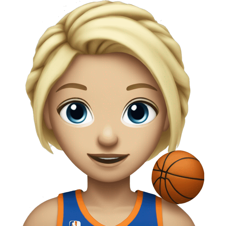 blonde hair blue eyed girl playing basketball emoji