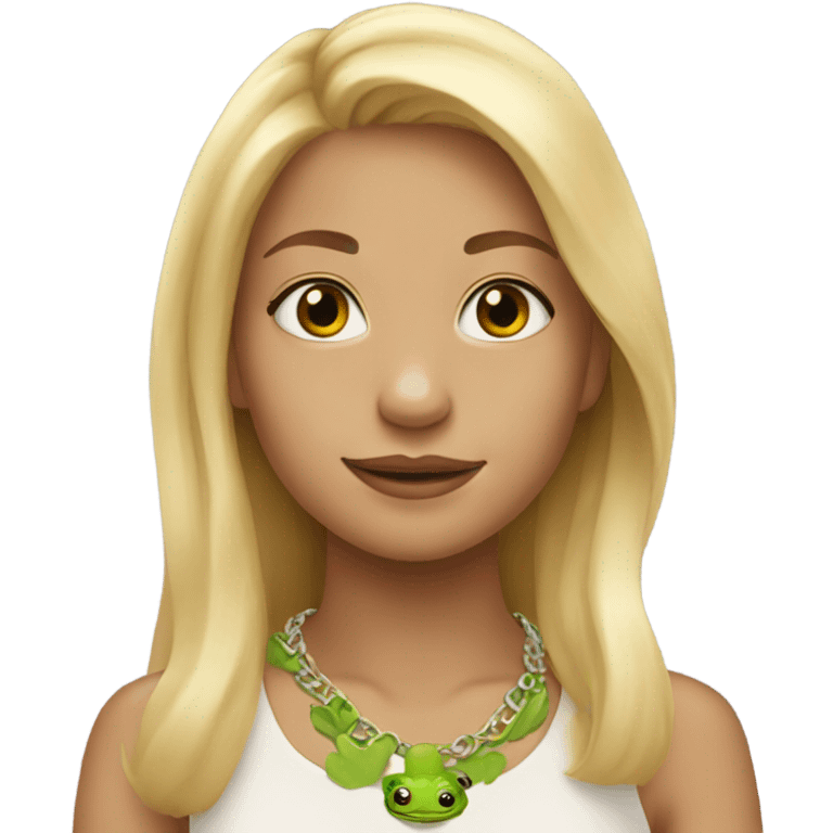 Blonde girl wearing frog necklace emoji