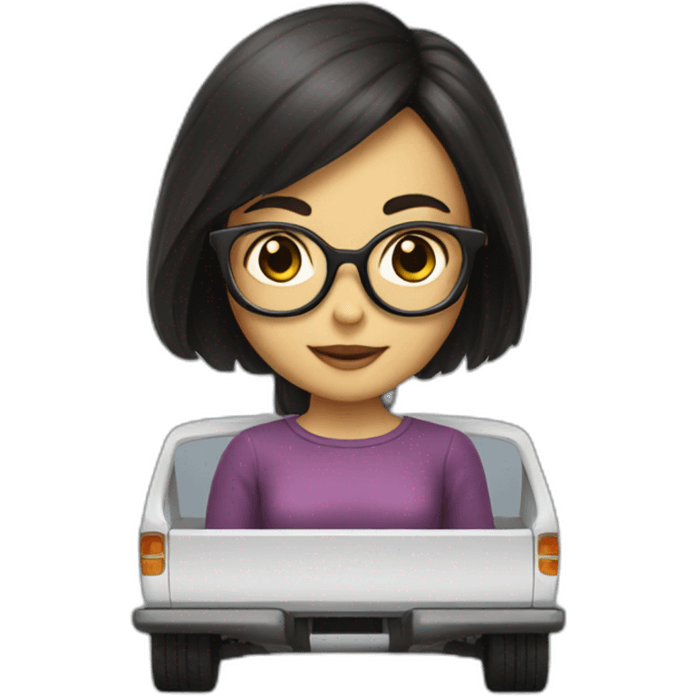 Truck and girl with glasses and dark hair emoji