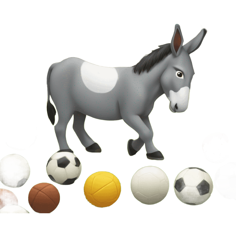 Donkey playing soccer with other friends donkeys emoji