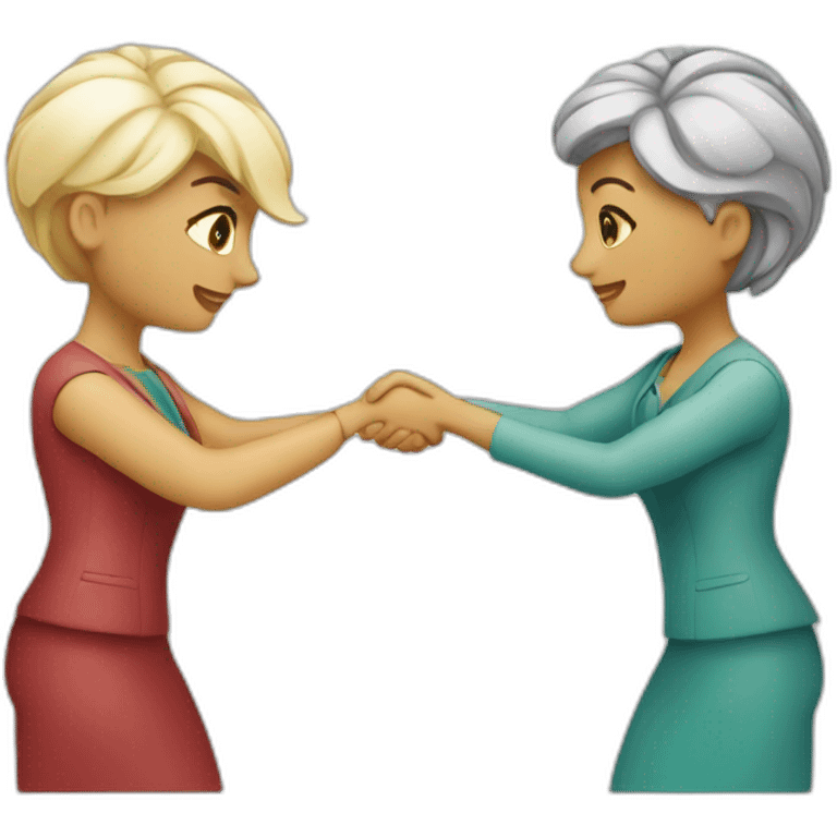 two white business women with different hair colors shaking hands emoji