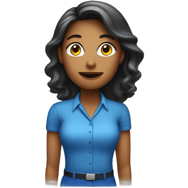 Lady in blue shirt indoors emoji