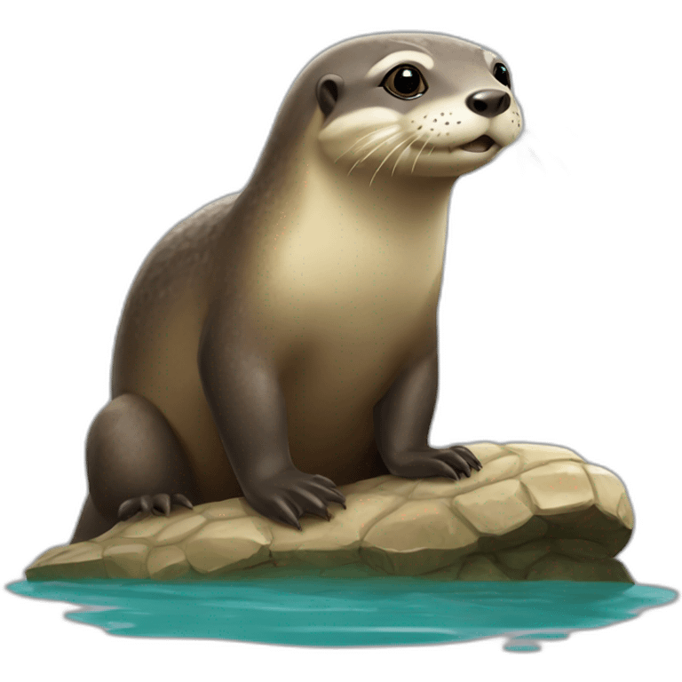 Loutre sur une tortue  emoji